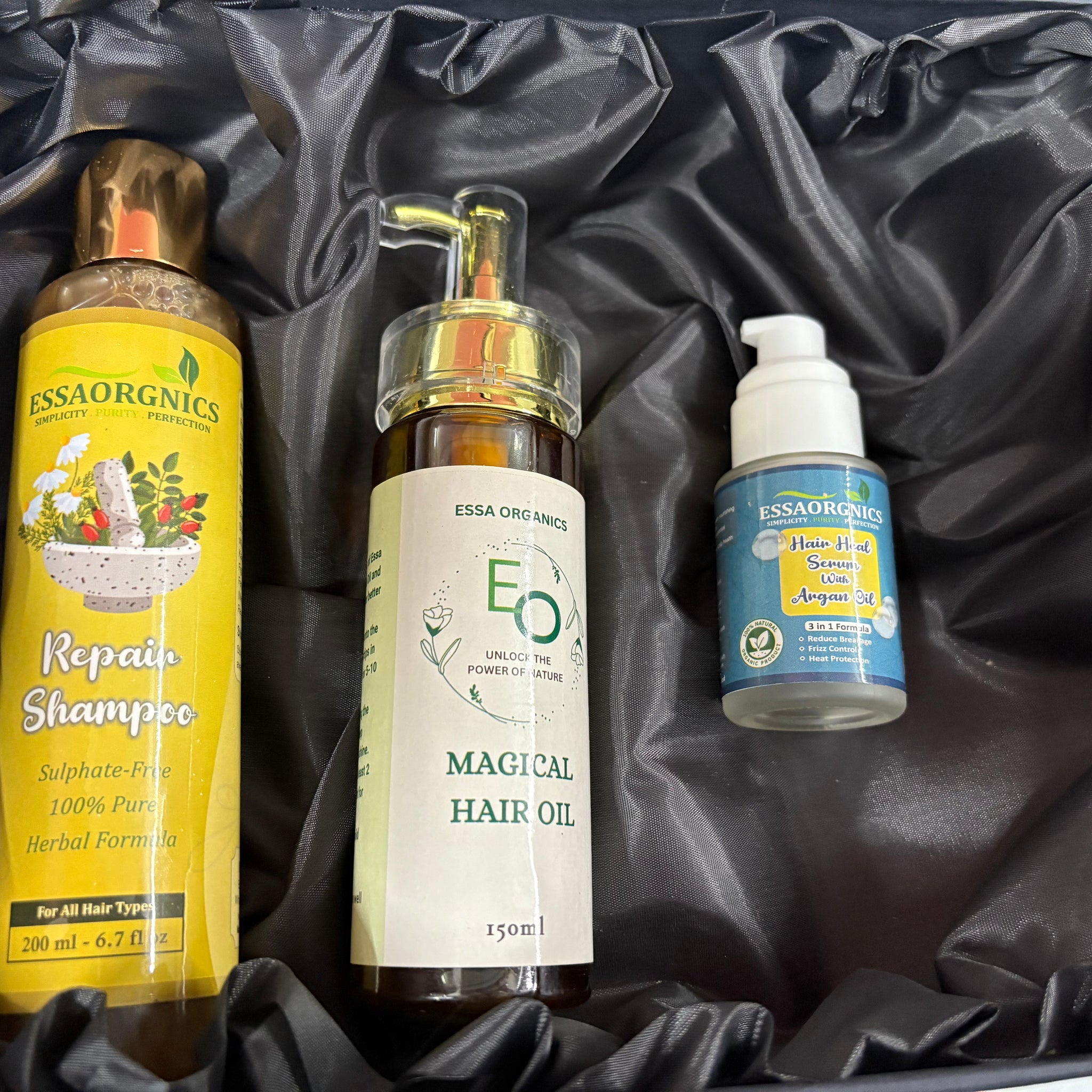 EssaOrganics Complete Hair Care Bundle – Oil + Shampoo + Serum